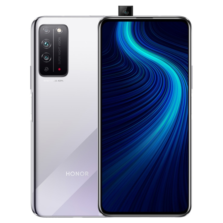 

Huawei Honor X10 5G, 6GB+128GB, China Version, Triple Back Cameras + Lifting Front Camera, 4300mAh Battery, 6.63 inch MagicUI3.1.1 Android 10.0 HUAWEI Kirin 820 Octa Core, Network: 5G, OTG, Not Support Google Play(Silver)