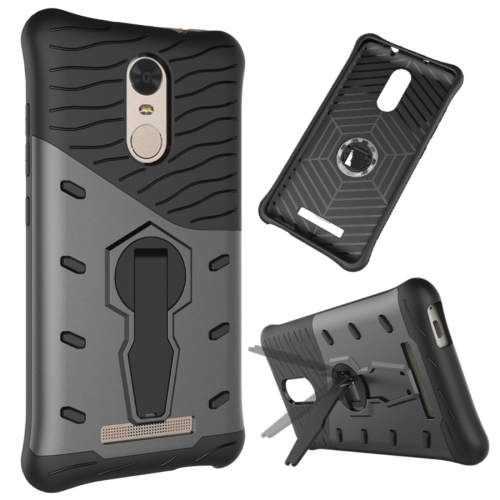 

For Xiaomi Redmi Note 3 Shock-Resistant 360 Degree Spin Tough Armor TPU+PC Combination Case with Holder(Black)