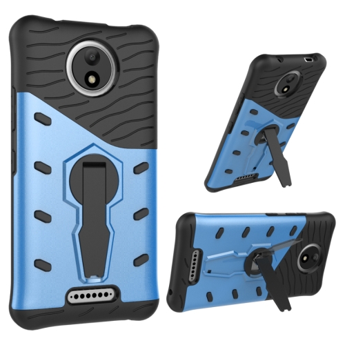 

For Motorola Moto C Shock-Resistant 360 Degree Spin Sniper Hybrid Cover TPU + PC Combination Case with Holder (Blue)