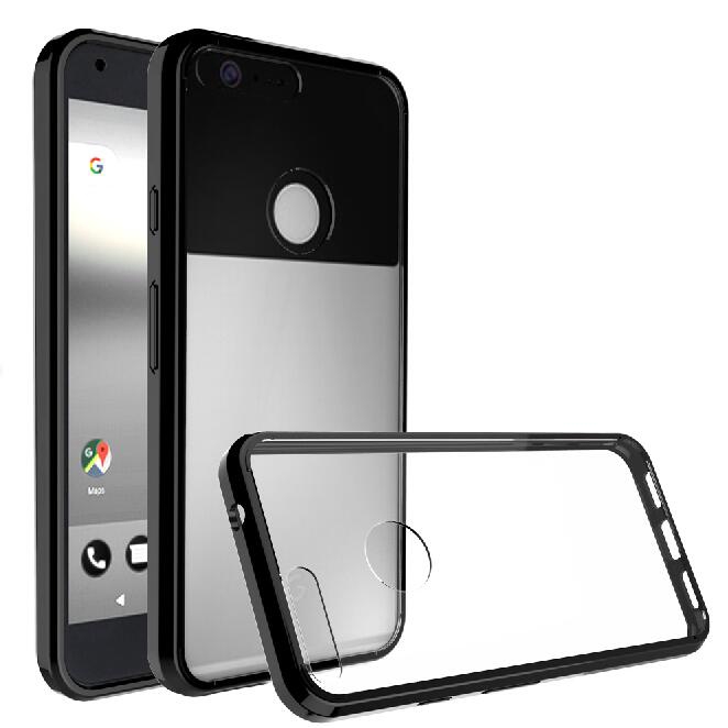 

For Google Pixel XL Transparent Shockproof TPU Protective Back Cover Case(Black)