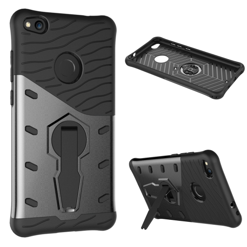 

For Huawei P8 Lite (2017) Shock-Resistant 360 Degree Spin Tough Armor TPU+PC Combination Case with Holder(Black)
