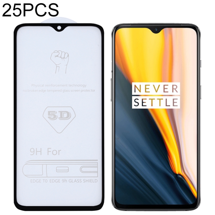 

25 PCS 9H 5D Full Glue Full Screen Tempered Glass Film for OnePlus 7