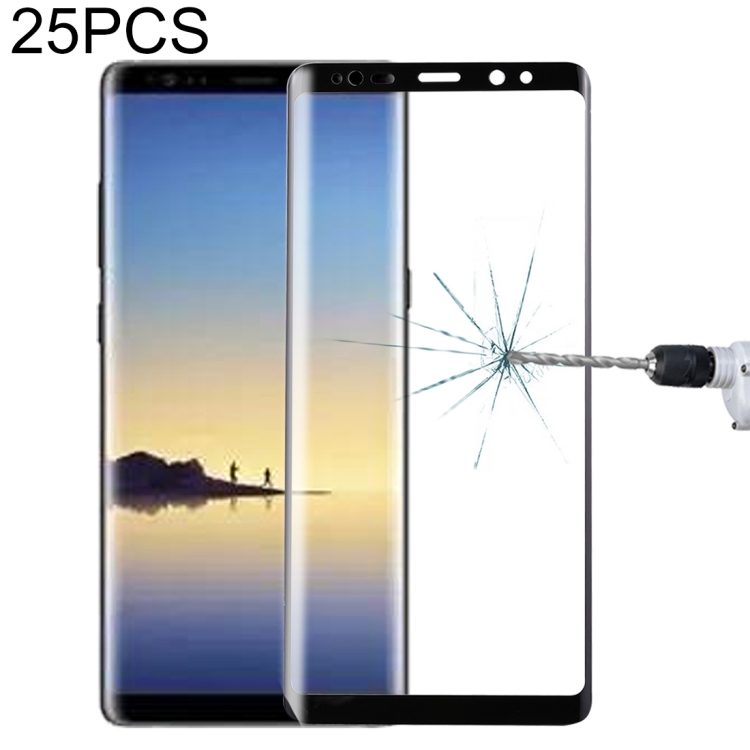 

25 PCS For Galaxy Note 8 0.3mm 9H Surface Hardness 3D Curved Silk-screen Full Screen Tempered Glass Screen Protector (Black)