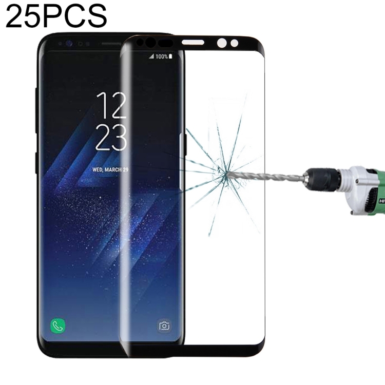 

25 PCS For S8 / G950 0.26mm 9H surface hardness 3D curved screen full-screen tempered glass screen protector (black)(Black)