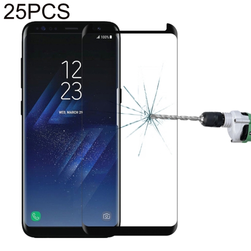 

25 PCS For Galaxy S8 Plus / G955 0.26mm 9H Surface Hardness 3D Explosion-proof Non-full Edge Glue Screen Curved Case Friendly Tempered Glass Film (Black)