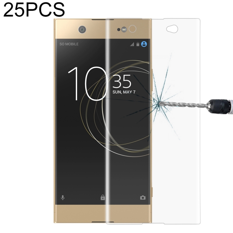 Color : Black Screen Protector Film 25 PCS for Sony Xperia XA1 Ultra 0.33mm 9H Surface Hardness 3D Curved Full Screen Tempered Glass Screen Protector Black Tempered Glass Film