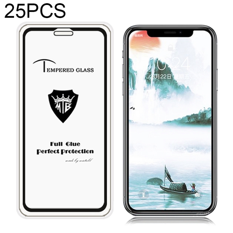 

25 PCS Full Screen Full Glue Anti-fingerprint Tempered Glass Film for iPhone XR (Black)
