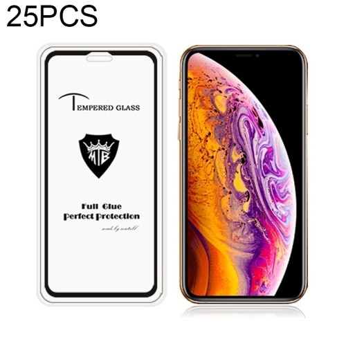 

25 PCS Full Screen Full Glue Anti-fingerprint Tempered Glass Film for iPhone X / XS (Black)