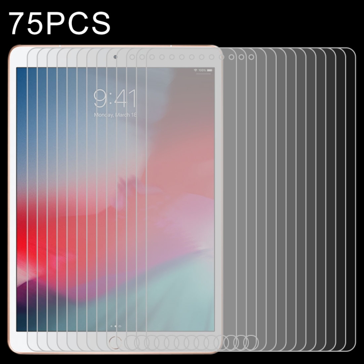 

75 PCS 0.4mm 9H Surface Hardness Explosion-proof Tempered Glass Film for iPad 5/6/7，iPad Air 1/2 9.7 inch