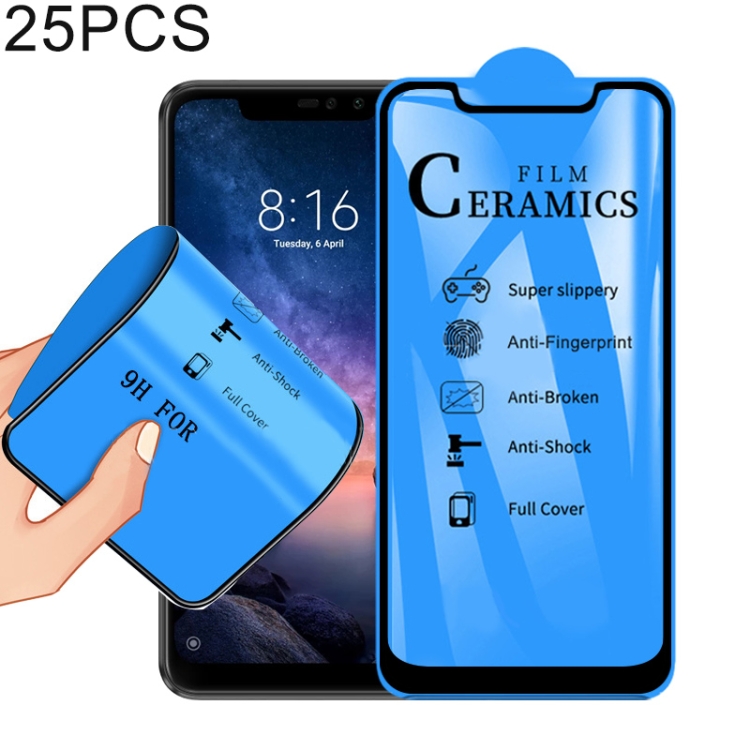 

25 PCS 2.5D Full Glue Full Cover Ceramics Film for Xiaomi Redmi Note6 Pro