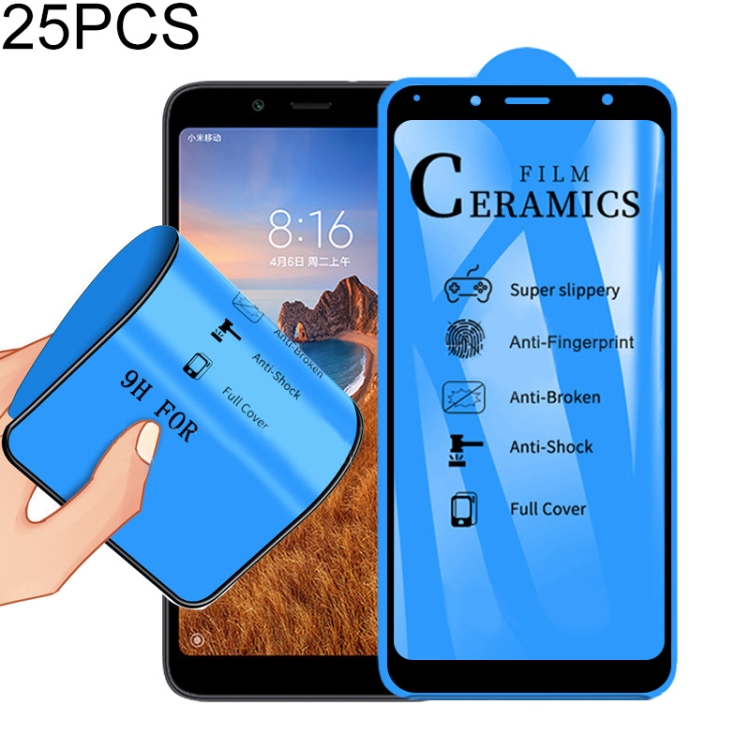 

25 PCS 2.5D Full Glue Full Cover Ceramics Film for Xiaomi Redmi 7A