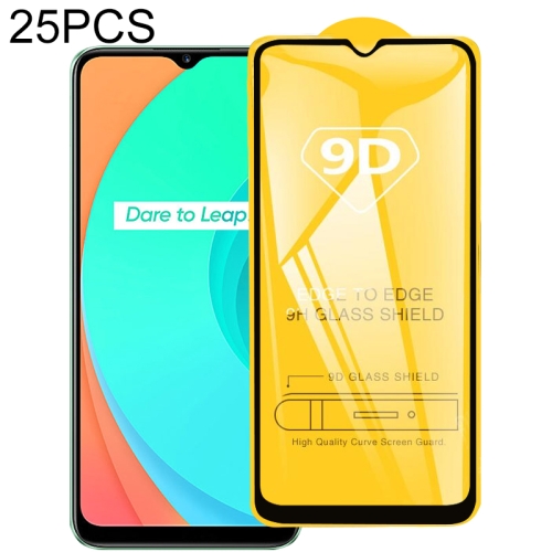 

For OPPO Realme C11 25 PCS 9D Full Glue Full Screen Tempered Glass Film