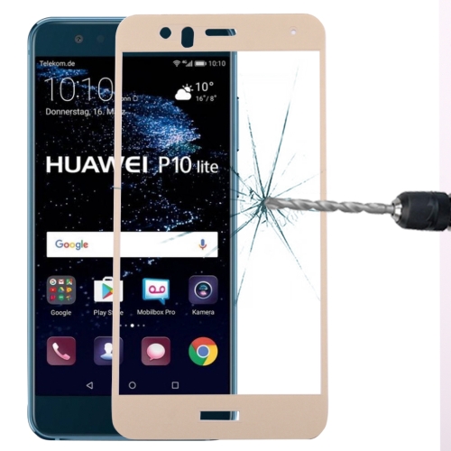 

For Huawei P10 Lite 0.3mm 9H Surface Hardness 2.5D Curved Silk-screen Full Screen Tempered Glass Screen Protector(Gold)