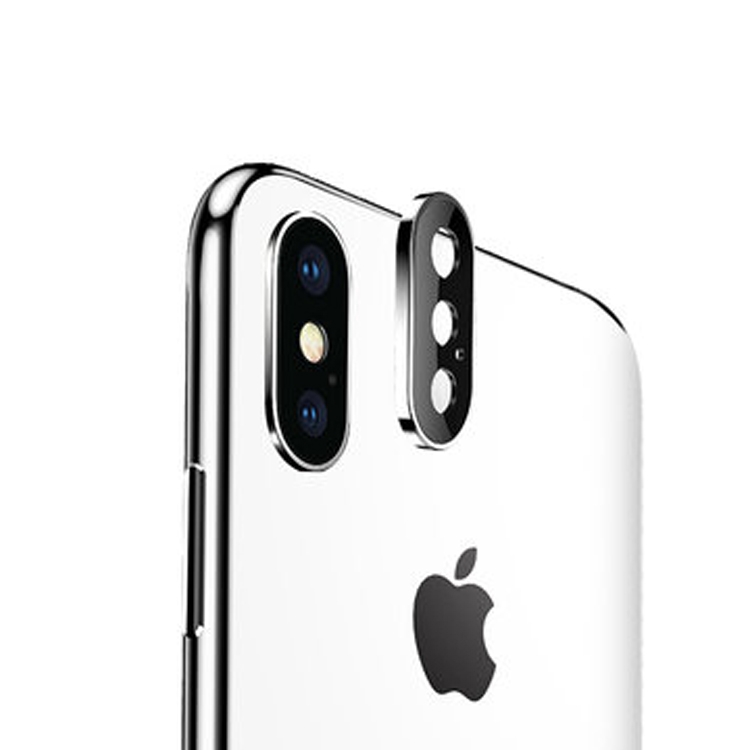 

Titanium Alloy Metal Camera Lens Protector Tempered Glass Film for iPhone X(Silver)