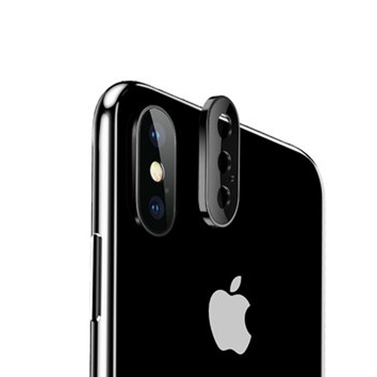 

Titanium Alloy Metal Camera Lens Protector Tempered Glass Film for iPhone XS(Black)