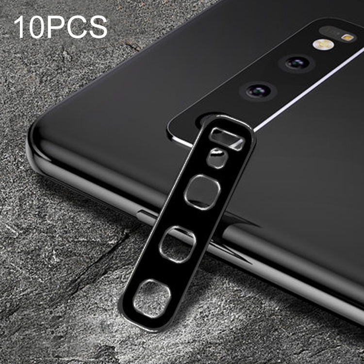 

10 PCS Titanium Alloy Metal Camera Lens Protector Tempered Glass Film for Galaxy S10 / S10+(Black)