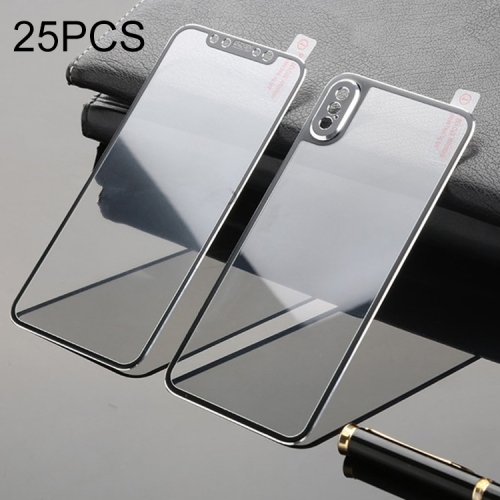 

25 PCS Titanium Alloy Edge Full Coverage Front + Back Tempered Glass Screen Protector for iPhone XS / X (Black)
