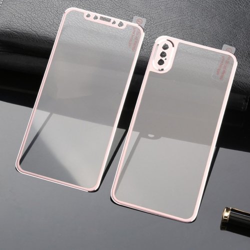 

Titanium Alloy Edge Full Coverage Front + Back Tempered Glass Screen Protector for iPhone XS Max (Rose Gold)