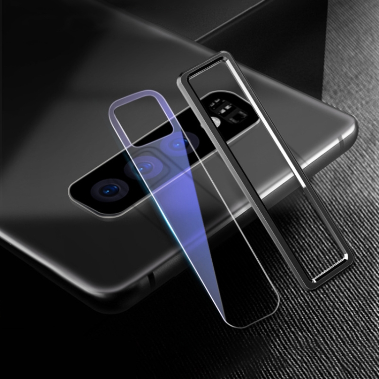 

Scratchproof Mobile Phone Metal Rear Camera Lens Ring + Rear Camera Lens Tempered Protective Film Set for Samsung Galaxy S10 (Black)