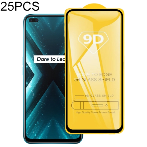 

For OPPO Realme X3 25 PCS 9D Full Glue Full Screen Tempered Glass Film