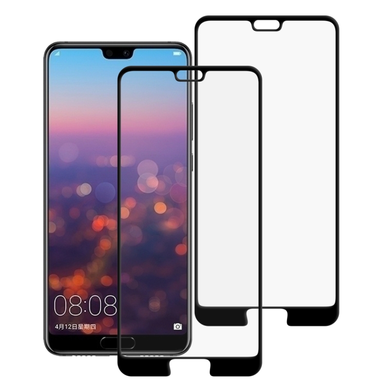 

2 PCS 9H Silk Print Full Screen Tempered Glass Film for Huawei P20