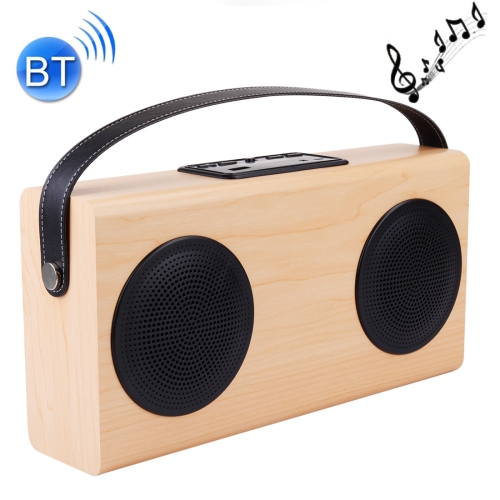 

A006 Portable Wood Bluetooth V2.1 Stereo Speaker with Mic, Support Hands-free & AUX Line In & FM & USB Power Bank & LED Display (Yellow)