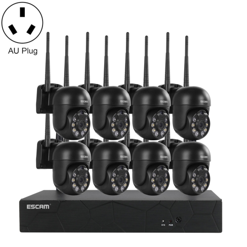 

ESCAM WNK618 3.0 Million Pixels 8-channel Wireless Dome Camera HD NVR Security System, Support Motion Detection & Two-way Audio & Full-color Night Vision & TF Card, AU Plug