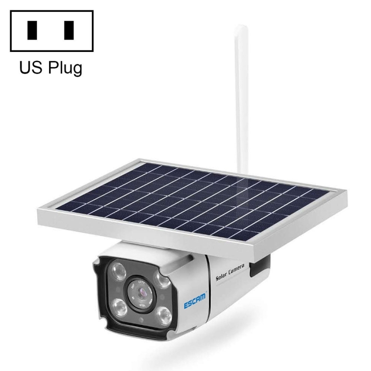 

ESCAM QF460 HD 1080P IP67 Waterproof 4G Solar Panel WiFi IP Camera, Support Night Vision / TF Card, US Plug