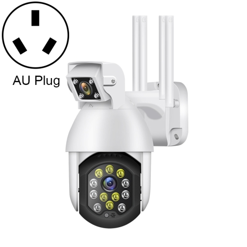 

QX41 1080P 2.0MP Dual Lens IP66 Waterproof Panoramic PTZ WIFI Camera, Support Day and Night Full Color & Two-way Voice Intercom & Smart Alarm & Video Playback & 128GB TF Card, AU Plug