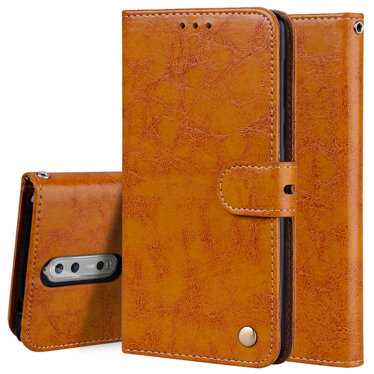 

For Nokia 8 Business Style Oil Wax Texture Horizontal Flip Leather Case with Holder & Card Slots & Wallet (Brown)
