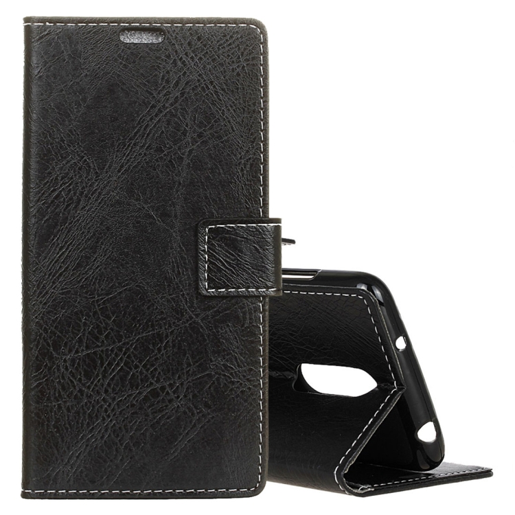 

Retro Crazy Horse Texture Horizontal Flip Leather Case for Nokia 7.1 , with Holder & Card Slots & Wallet & Photo Frame(Black)