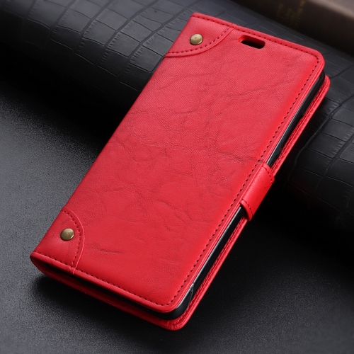 

Copper Buckle Retro Crazy Horse Texture Horizontal Flip Leather Case for Nokia 7.1, with Holder & Card Slots & Wallet(Red)