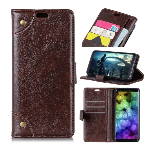 

Copper Buckle Nappa Texture Horizontal Flip Leather Case for for Nokia 7.1, with Holder & Card Slots & Wallet(Coffee)