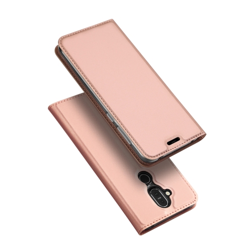 

DUX DUCIS Skin Pro Series Horizontal Flip PU + TPU Leather Case for Nokia 8.1 / X7, with Holder & Card Slots(Rose Gold)