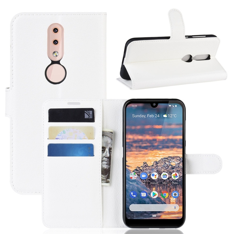 

Litchi Texture Horizontal Flip Leather Case for Nokia 4.2, with Wallet & Holder & Card Slots (White)