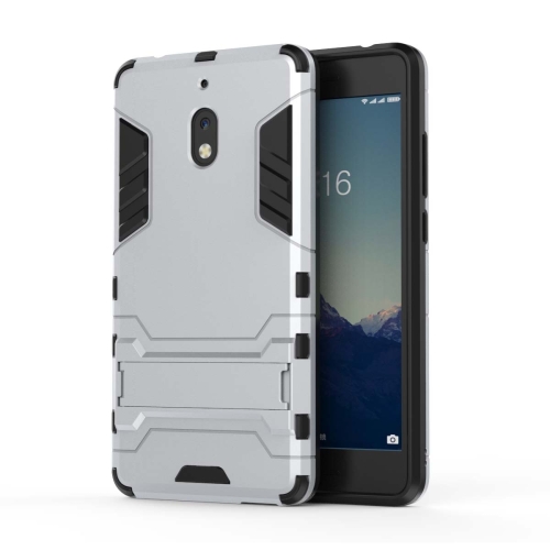 

Shockproof PC + TPU Case for Nokia 2.1, with Holder(Silver)