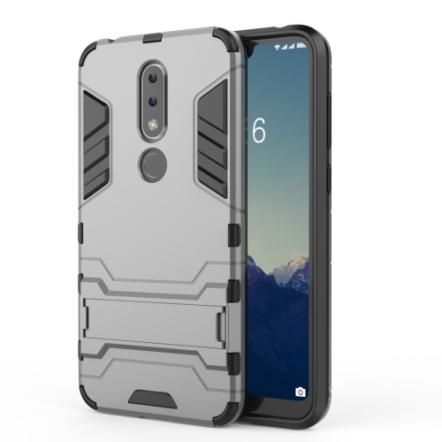 

Shockproof PC + TPU Case for Nokia X6, with Holder(Grey)