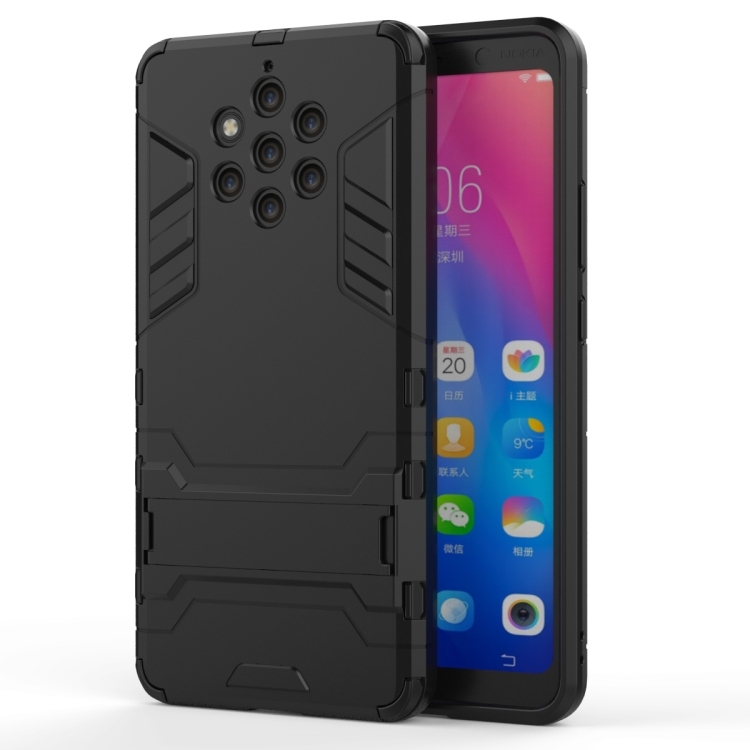 

Shockproof PC + TPU Case for Nokia 9, with Holder(Black)