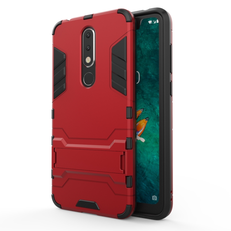

Shockproof PC + TPU Case for Nokia X5, with Holder(Red)