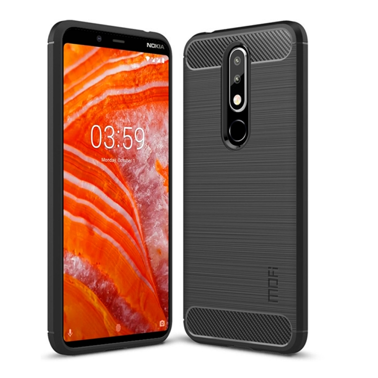 

MOFI Brushed Texture Carbon Fiber TPU Case for Nokia 3.1 Plus (Black)