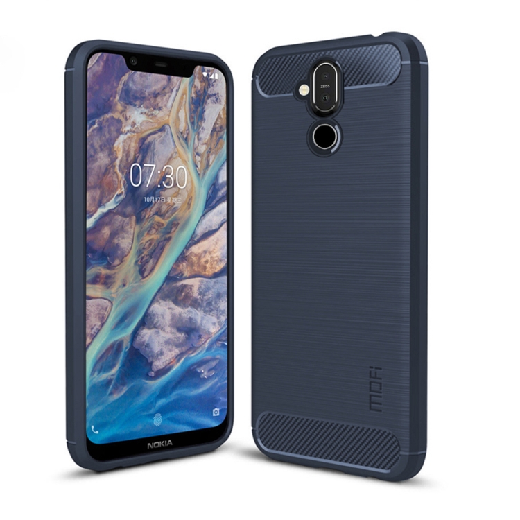 

MOFI Brushed Texture Carbon Fiber TPU Case for Nokia 8.1 / X7(Blue)