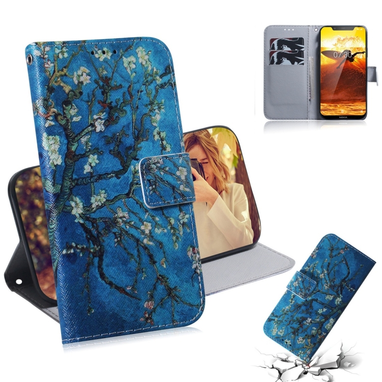 

Apricot Flower Pattern Coloured Drawing Horizontal Flip Leather Case for Nokia 8.1 / X7, with Holder & Card Slots & Wallet