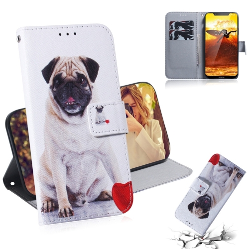 

Pug Pattern Coloured Drawing Horizontal Flip Leather Case for Nokia 8.1 / X7, with Holder & Card Slots & Wallet