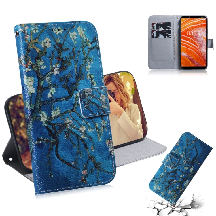 

Apricot Flower Pattern Coloured Drawing Horizontal Flip Leather Case for Nokia 3.1 Plus, with Holder & Card Slots & Wallet