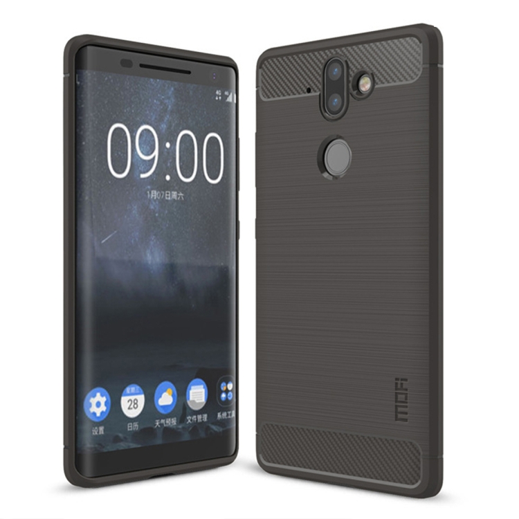 

MOFI Brushed Texture Carbon Fiber Soft TPU Case for Nokia 8 Sirocco (Grey)