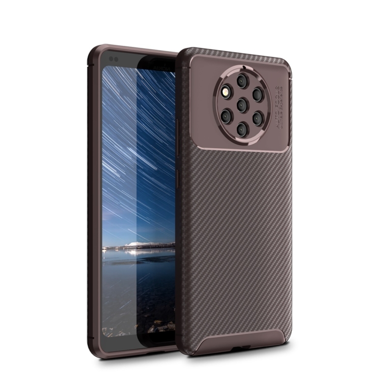 

Carbon Fiber Texture Shockproof TPU Case for Nokia 9 PureView (Brown)