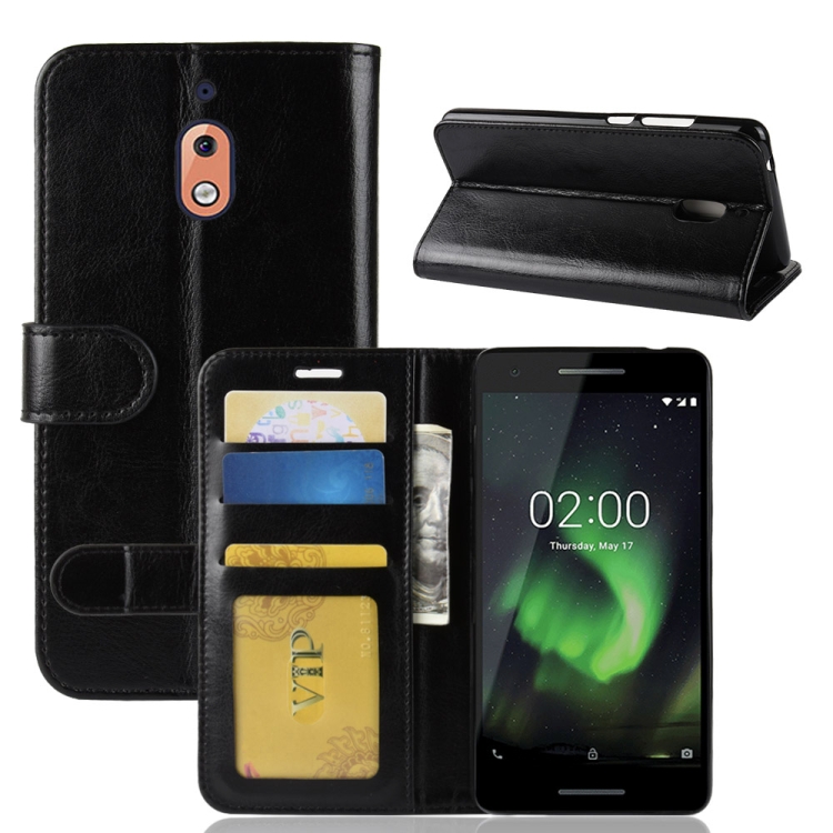 

PU + TPU Crazy Horse Texture Horizontal Flip Leather Case for Nokia 2.1, with Wallet & Holder & Card Slots (Black)