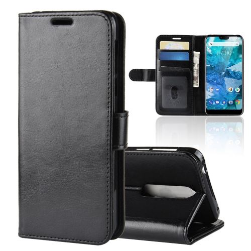 

R64 Texture Single Fold Horizontal Flip Leather Case for Nokia 7.1, with Holder & Card Slots & Wallet(Black)