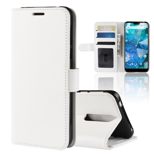 

R64 Texture Single Fold Horizontal Flip Leather Case for Nokia 7.1, with Holder & Card Slots & Wallet(White)
