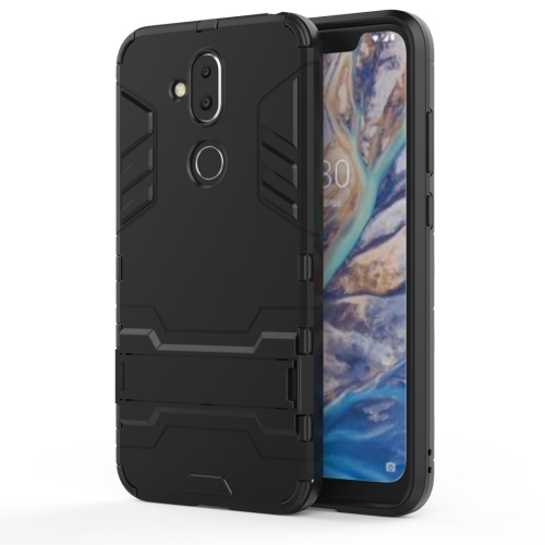 

Shockproof PC + TPU Case for Nokia 8.1 / X7, with Holder(Black)
